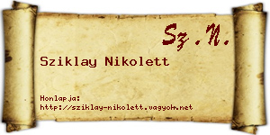 Sziklay Nikolett névjegykártya
